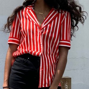 Red Pinstripe button down top